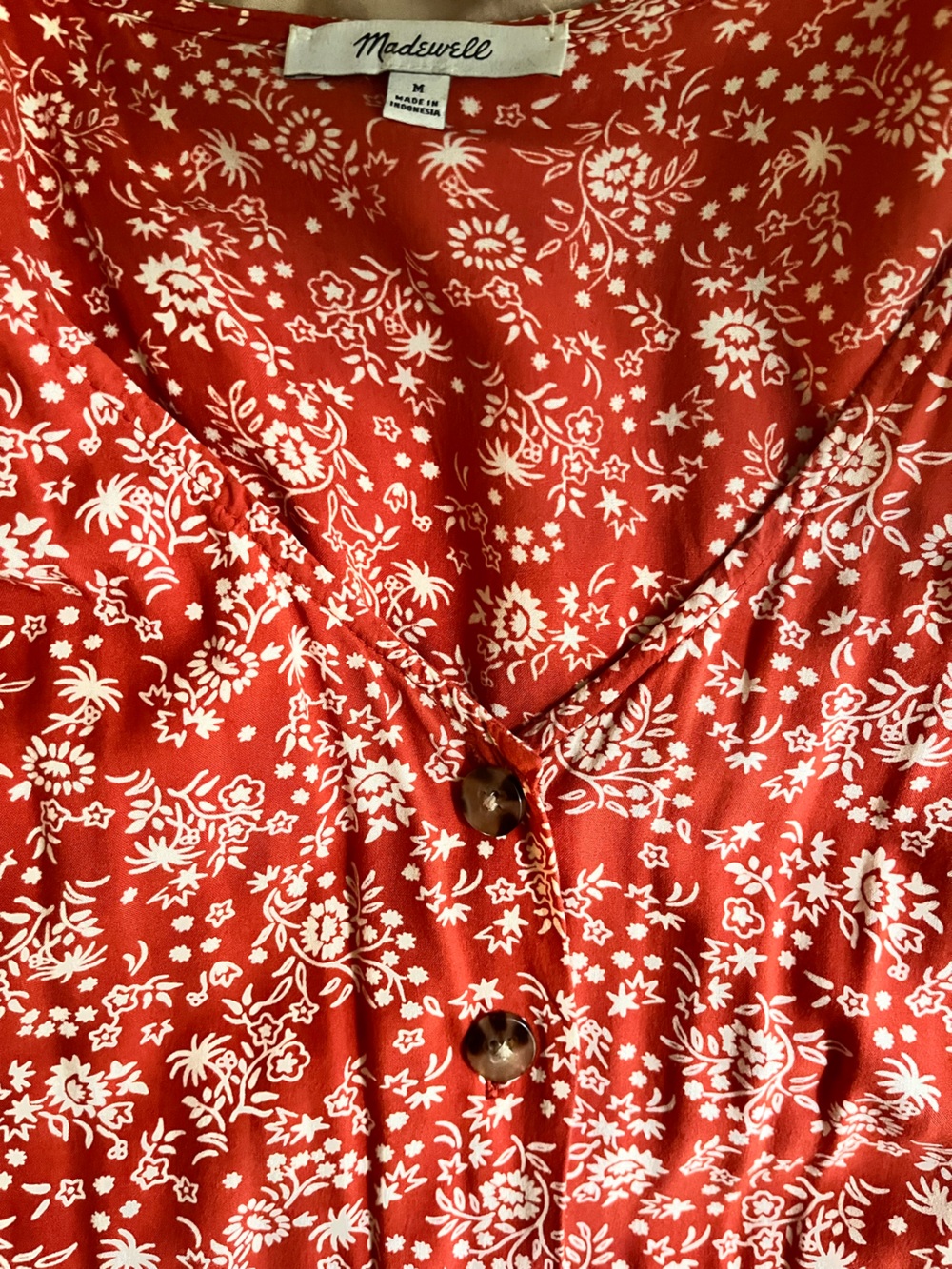 Madewell // Button-Front Piazza Floral Midi Dress in Fresh Chili - Picture 9 of 12